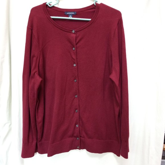 Land's End size 1X Dark Wine Color Button Down Cardigan Sweater - Picture 1 of 8